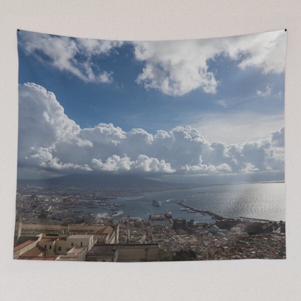 Item preview, Naples Italy Aerial Perspective - Dramatic Clouds Over the Harbor designed and sold by Georgia Mizuleva.