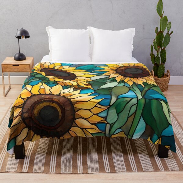Item preview, Stained Glass Window of Sunflowers in Spring designed and sold by Ciervo Primavera.