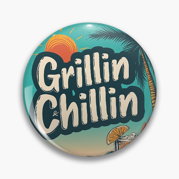 Item preview, Grillin & Chillin Funny Retro Summer BBQ Beach Design designed and sold by TypeSenpai99.