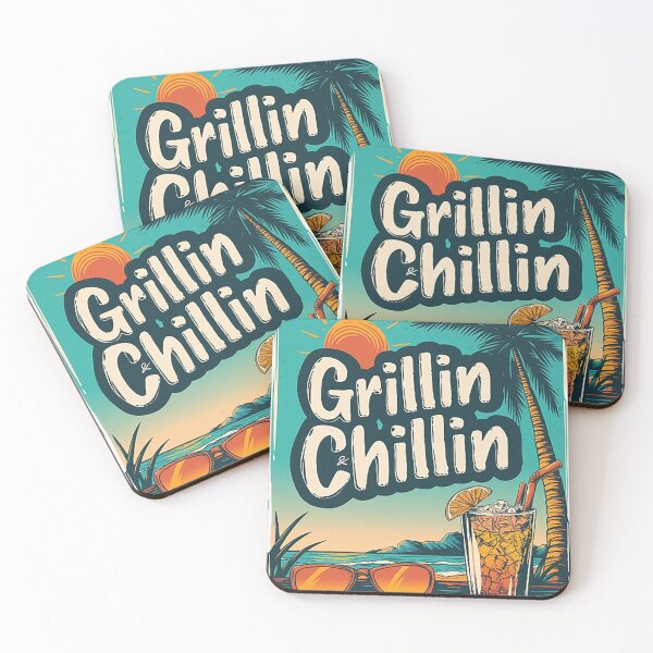 Item preview, Grillin & Chillin Funny Retro Summer BBQ Beach Design designed and sold by TypeSenpai99.