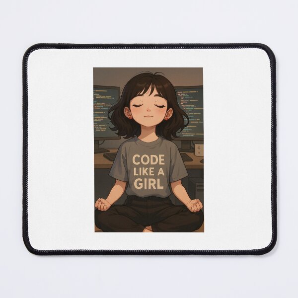 Item preview, Code Like a Girl – Empowered Coder Girl Illustration designed and sold by SilentJournal.