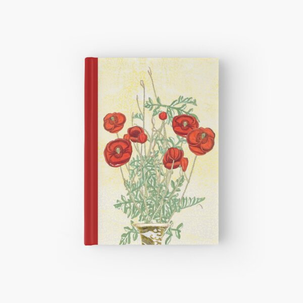 Poppies in a golden vase Hardcover Journal