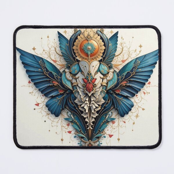 Item preview, Elegant Blue-Gold Bird with Ornamental Symmetry designed and sold by semenol.