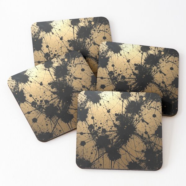 Item preview, Black Splatters Dance on Reflective Gold Canvas designed and sold by semenol.