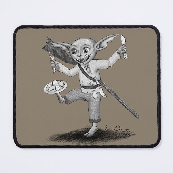 Item preview, Goblin Cheese Thief - Grayscale Fantasy Art designed and sold by KVMCreates.