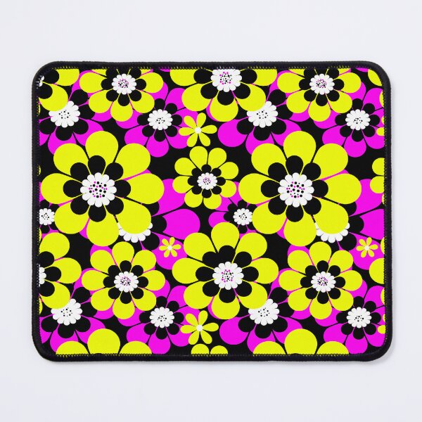Item preview, Floral bright neon pattern crimson and yellow flowers designed and sold by fuzzyfox.