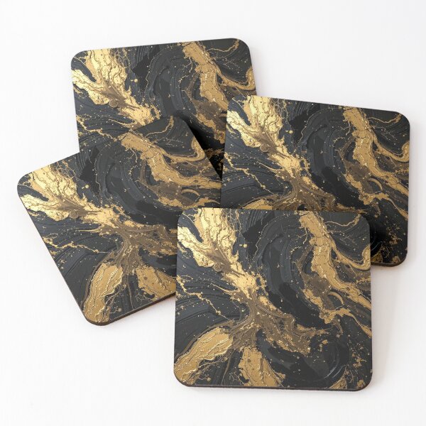 Item preview, Swirling Gold Motion Over Deep Black Canvas designed and sold by semenol.