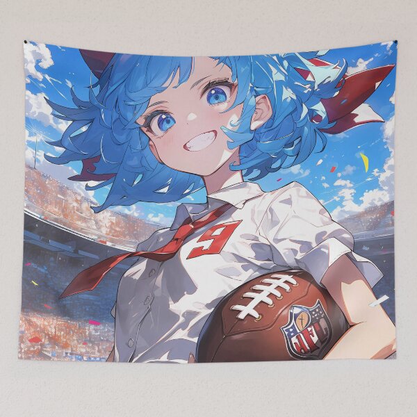 Item preview,  Cirno Touhou Anime Girl Waifu Frosty Trickster Quarterback Victory Smirk Blue Field designed and sold by earlobejerk.