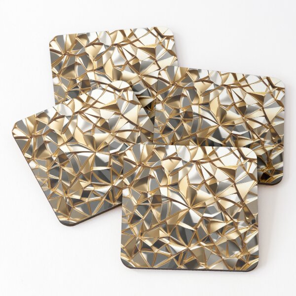 Item preview, Golden Facets and Silver Geometry in Abstract Form designed and sold by semenol.