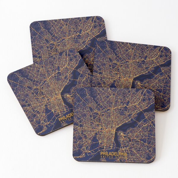 Item preview, Philadelphia, Pennsylvania, USA Map - City At Night designed and sold by deMAP.