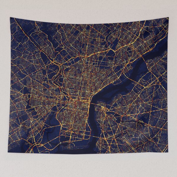 Item preview, Philadelphia, Pennsylvania, USA Map - City At Night designed and sold by deMAP.