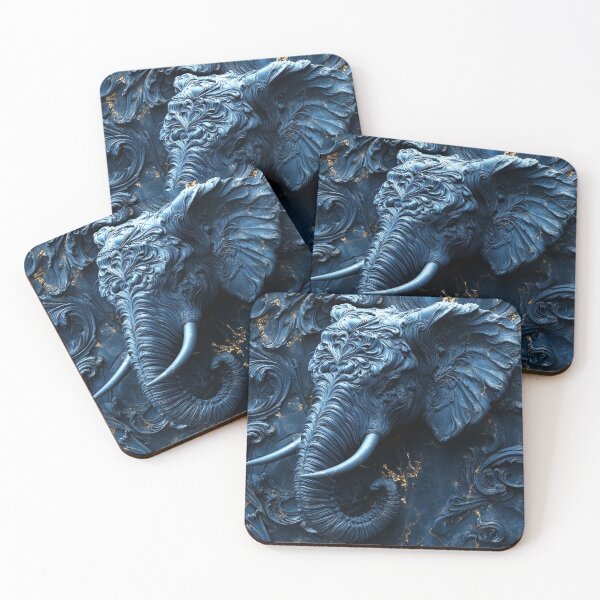 Item preview, Elegant Blue Elephant with Baroque Golden Accents designed and sold by semenol.