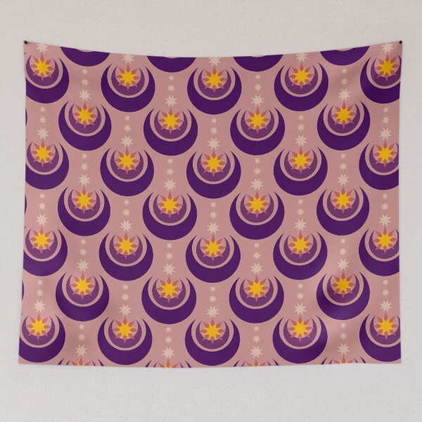 Item preview, Purple Art Deco moon and stars pattern designed and sold by Home Cyn Home.