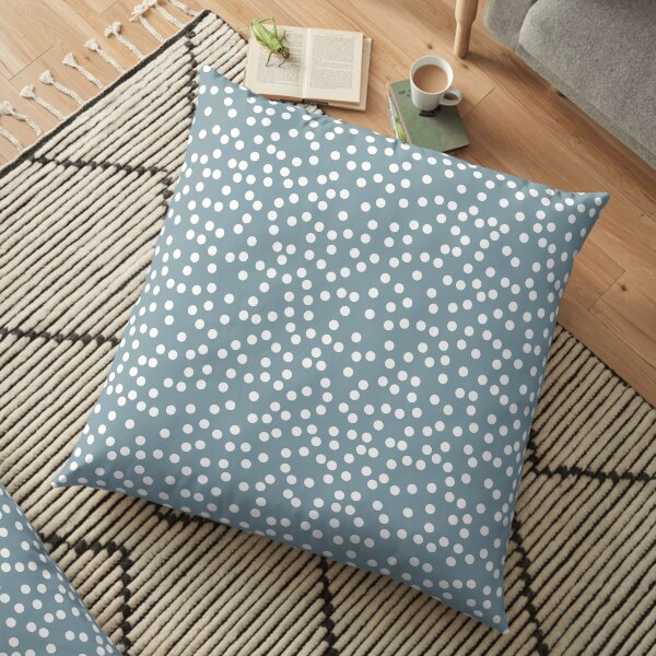 Dusty Blue and White Polka Dot Floor Pillow