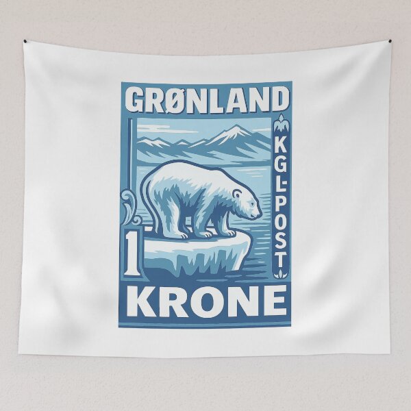Item preview, Greenland Polar Bear Stamp Poster designed and sold by retrographics.