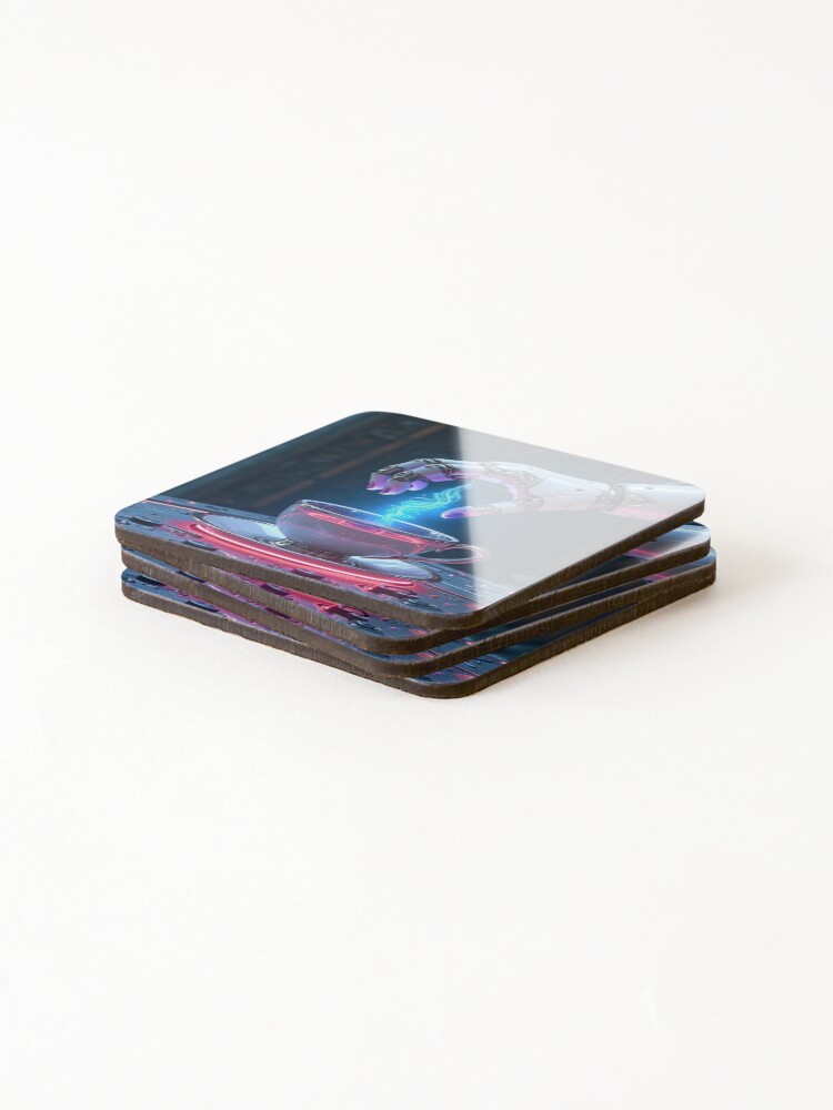 Thumbnail 4 of 5, Coasters (Set of 4), Cyber‑Tea Ritual designed and sold by TONSNAP.