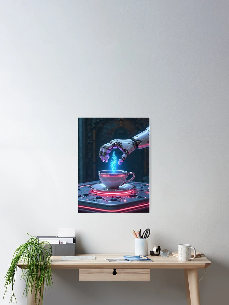 Thumbnail 2 of 3, Poster, Cyber‑Tea Ritual designed and sold by TONSNAP.