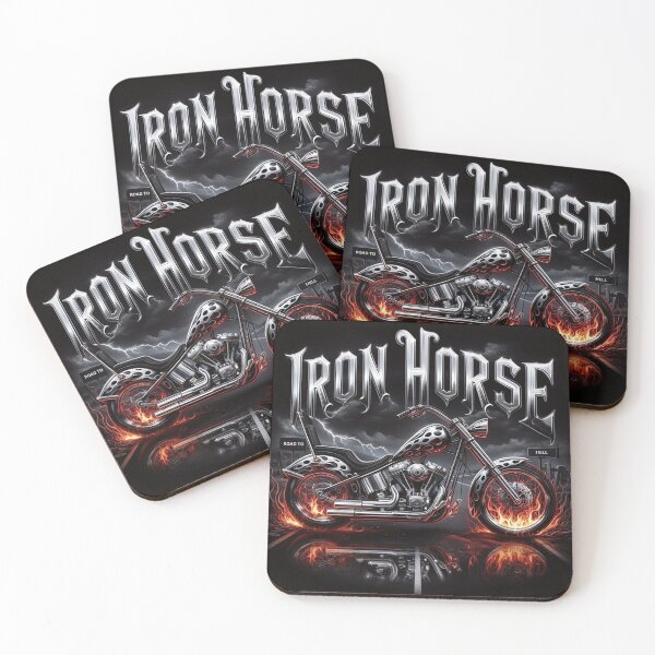 Item preview, Iron Horse Flame Motorcycle Road to Hell Print designed and sold by DeimosArtIntl.