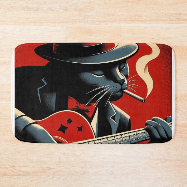 Item preview, Black Cat Blues Guitar Player - no Border designed and sold by KenRinkel.