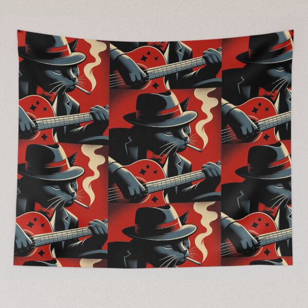 Item preview, Black Cat Blues Guitar Player - no Border designed and sold by KenRinkel.