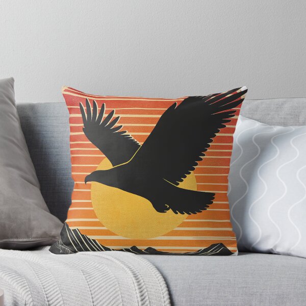Item preview, Eagle Soaring Over Mountains Retro Sunset Vintage Wildlife Nature Art designed and sold by TypeSenpai99.