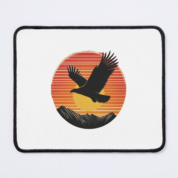Item preview, Eagle Soaring Over Mountains Retro Sunset Vintage Wildlife Nature Art designed and sold by TypeSenpai99.