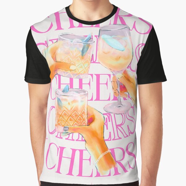 Item preview, Cheers Poster – Colorful cocktail illustration with pink typography designed and sold by Denkzettel.