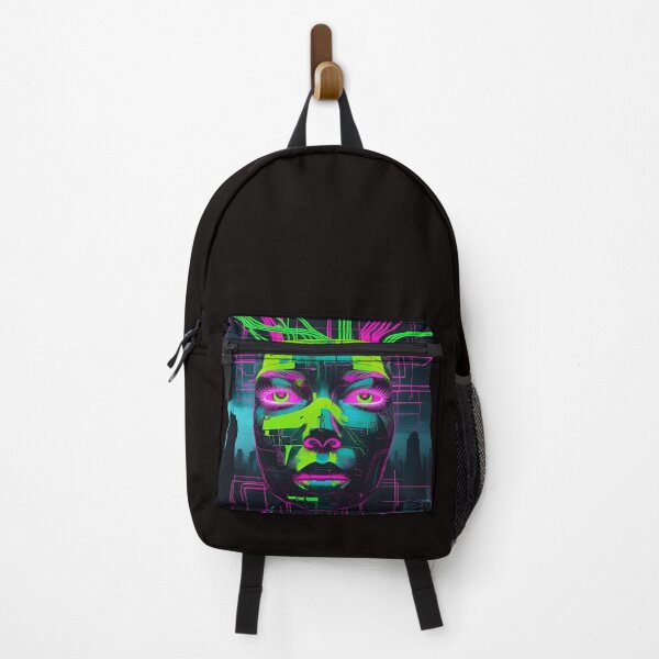 Item preview, Electric Glitch Face – Neon Green & Pink Cyberpunk Portrait designed and sold by modishwelt.