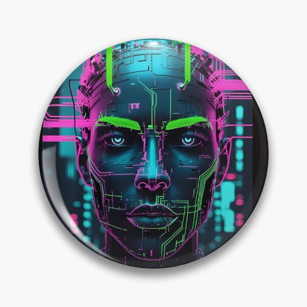 Item preview, Electric Glitch Face – Neon Green & Pink Cyberpunk Portrait version2 designed and sold by modishwelt.