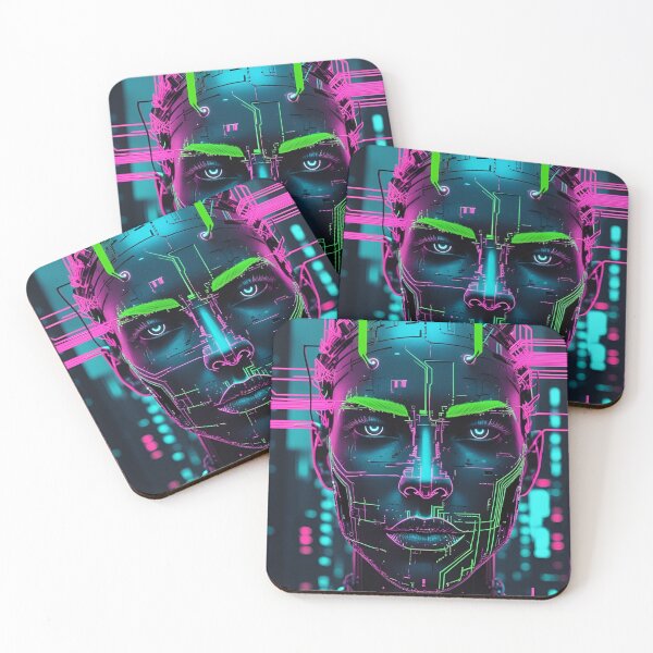 Item preview, Electric Glitch Face – Neon Green & Pink Cyberpunk Portrait version2 designed and sold by modishwelt.