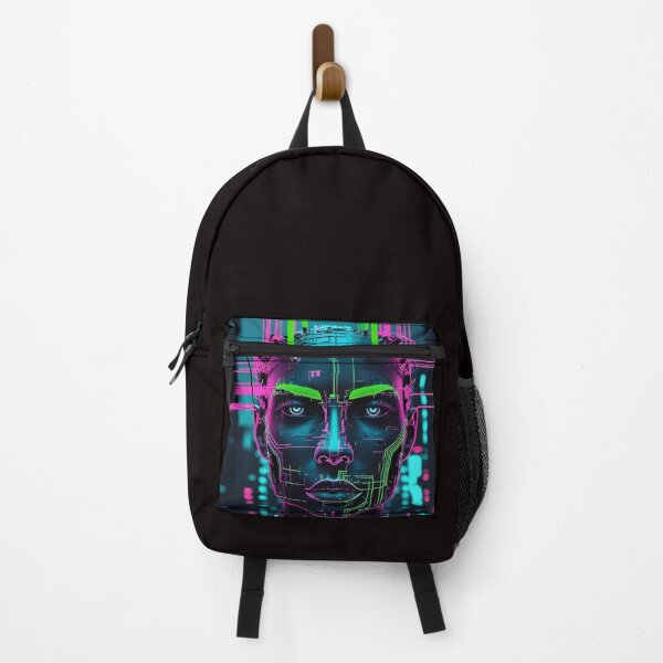 Item preview, Electric Glitch Face – Neon Green & Pink Cyberpunk Portrait version2 designed and sold by modishwelt.