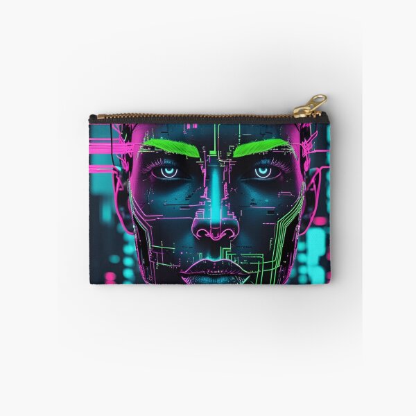 Item preview, Electric Glitch Face – Neon Green & Pink Cyberpunk Portrait version2 designed and sold by modishwelt.