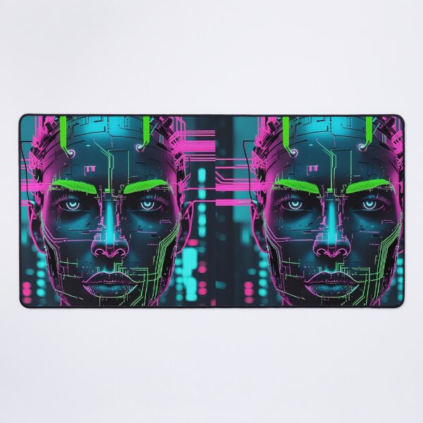 Item preview, Electric Glitch Face – Neon Green & Pink Cyberpunk Portrait version2 designed and sold by modishwelt.