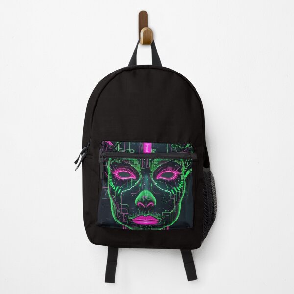 Item preview, Electric Glitch Face – Neon Green & Pink Cyberpunk Portrait version3 designed and sold by modishwelt.