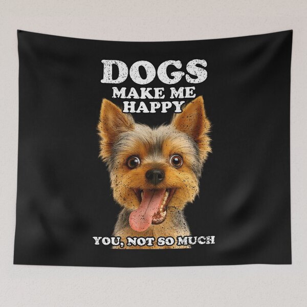 Item preview, DOGS MAKE ME HAPPY - YORKSHIRE TERRIER | Pets and Dogs lovers for Men and Women t-shirt designed and sold by panchiTWO.