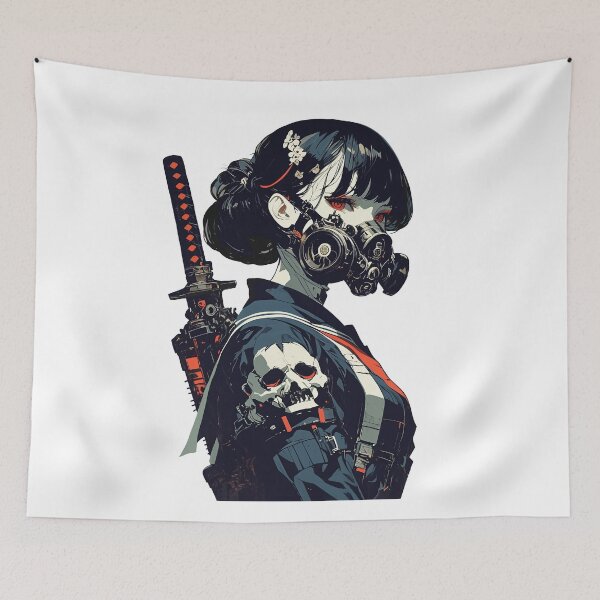 Item preview, Cyberpunk Aesthetic Gas Mask Vaporwave Samurai  designed and sold by ShurikenStar.