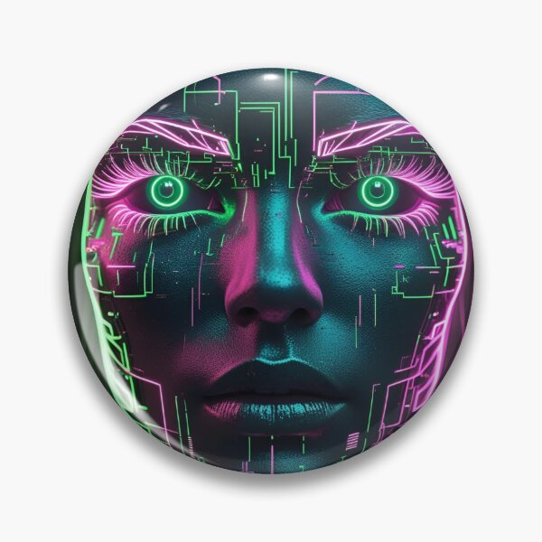 Item preview, Electric Glitch Face – Neon Green & Pink Cyberpunk Portrait version4 designed and sold by modishwelt.