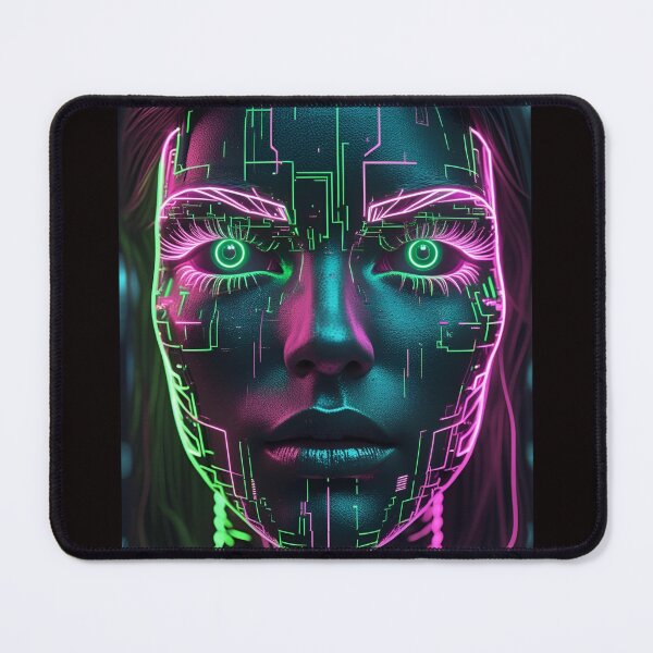 Item preview, Electric Glitch Face – Neon Green & Pink Cyberpunk Portrait version4 designed and sold by modishwelt.
