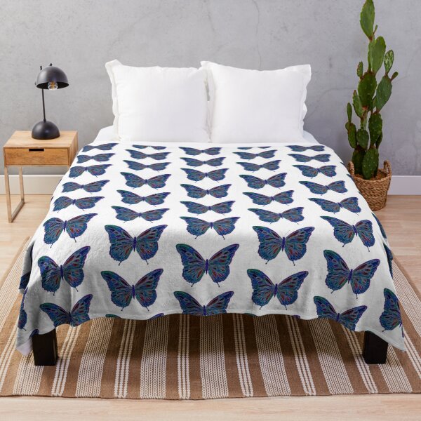 Butterfly Blues Throw Blanket