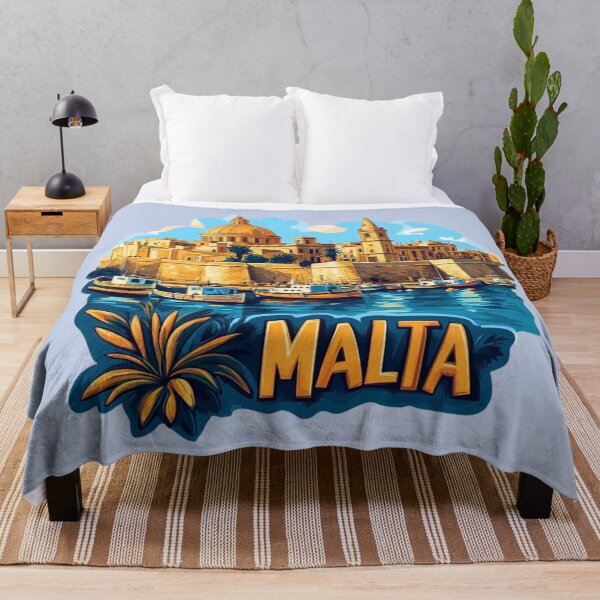 Item preview, Malta Scenic - Mediterranean Boats & Golden Stone City designed and sold by Myra365Art.