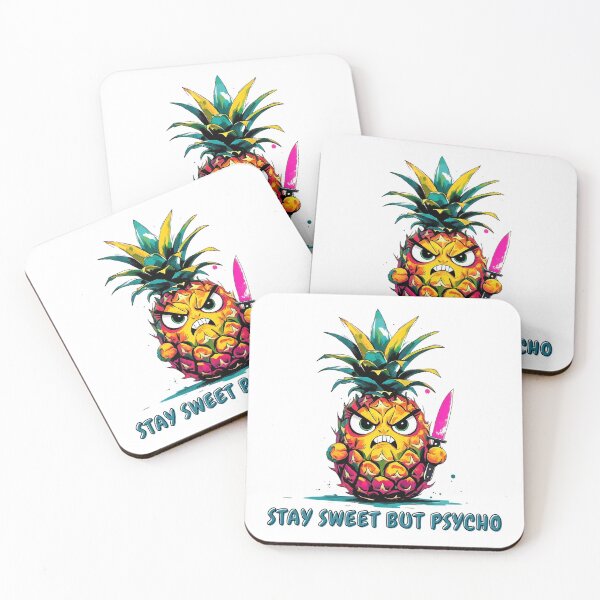 Item preview, Cute Angry Pineapple with Neon Knife – “Stay Sweet but Psycho” Minimalist Tropical Design designed and sold by RvinJo8.