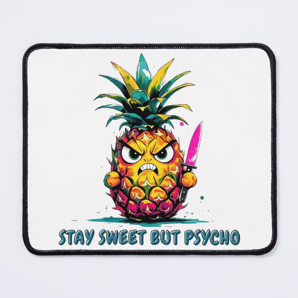 Item preview, Cute Angry Pineapple with Neon Knife – “Stay Sweet but Psycho” Minimalist Tropical Design designed and sold by PING 999 STUDIO.
