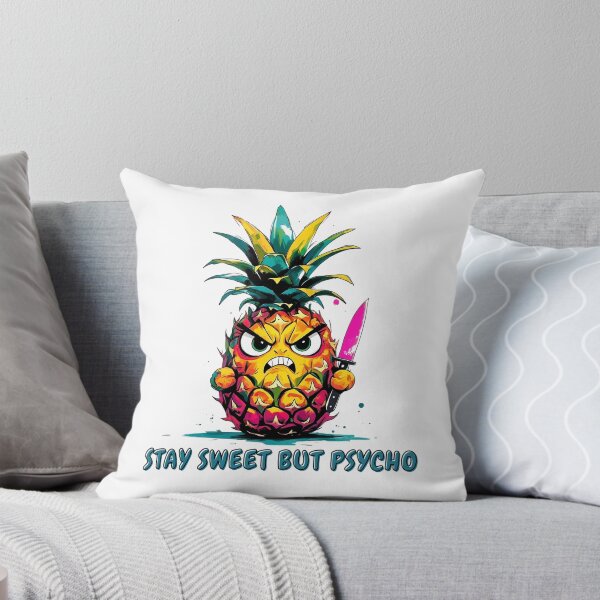 Item preview, Cute Angry Pineapple with Neon Knife – “Stay Sweet but Psycho” Minimalist Tropical Design designed and sold by PING 999 STUDIO.
