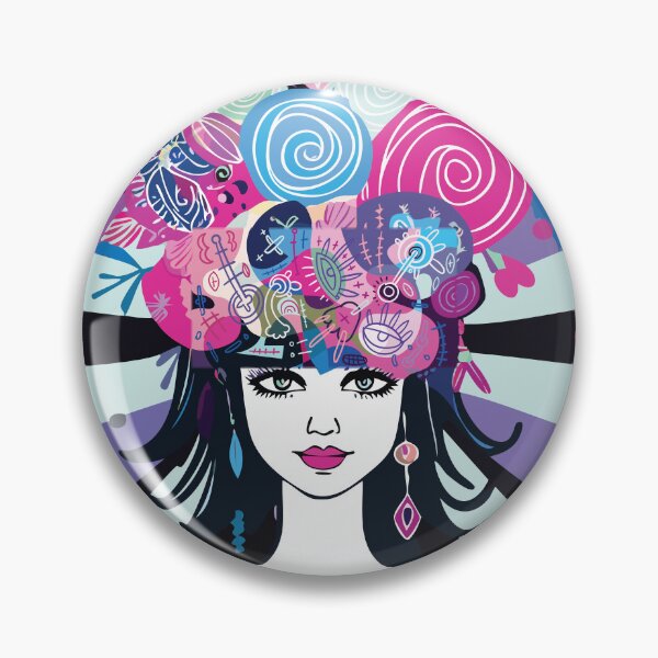 Item preview, Psychedelic Dream Girl – Visionary Pop Art with Floral Mind Explosion designed and sold by Artsprint941.