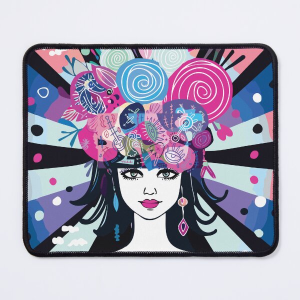 Item preview, Psychedelic Dream Girl – Visionary Pop Art with Floral Mind Explosion designed and sold by Artsprint941.