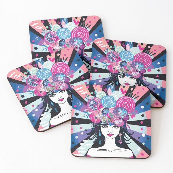Item preview, Psychedelic Dream Girl – Visionary Pop Art with Floral Mind Explosion designed and sold by Artsprint941.