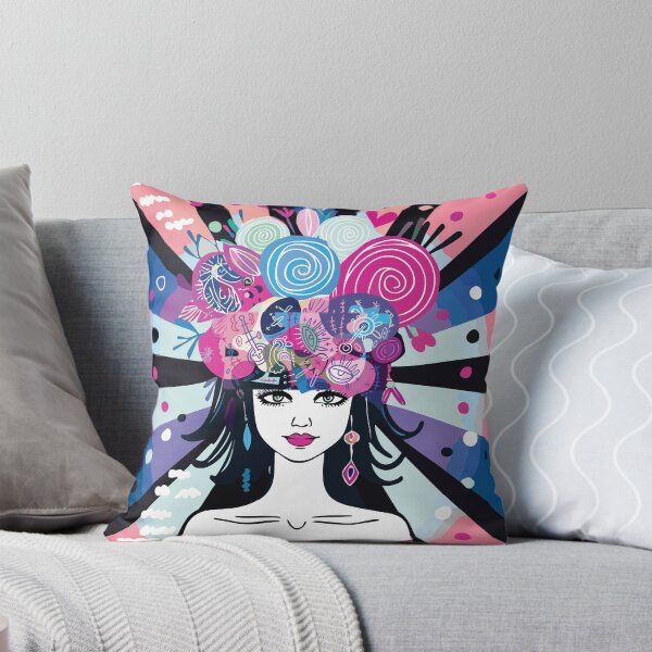 Item preview, Psychedelic Dream Girl – Visionary Pop Art with Floral Mind Explosion designed and sold by Artsprint941.