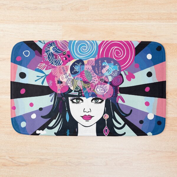 Item preview, Psychedelic Dream Girl – Visionary Pop Art with Floral Mind Explosion designed and sold by Artsprint941.