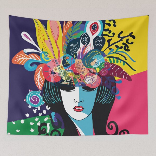 Item preview, Cosmic Muse – Psychedelic Boho Portrait with Botanical Mind Burst designed and sold by Artsprint941.