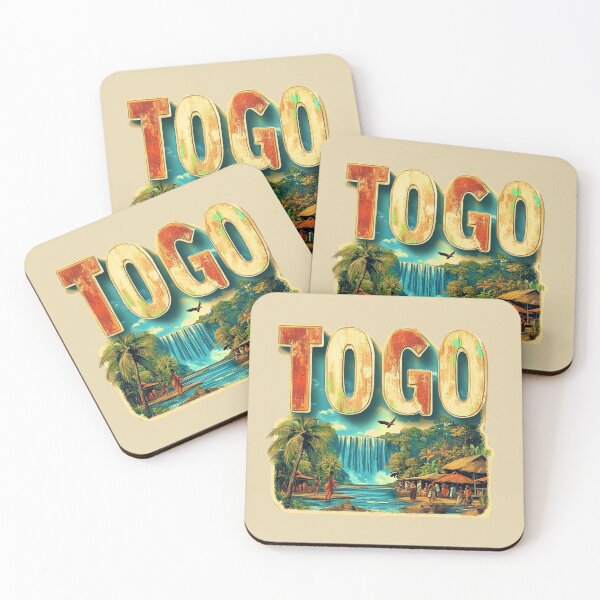 Item preview, Togo Scenic Waterfall Village – Vintage Travel Style designed and sold by Myra365Art.